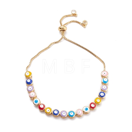 Evil Eye Enamel Link Bracelets for Girl Women BJEW-F417-17I-G-RS-1
