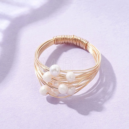 Natural Cultured Cluster Freshwater Pearl Finger Rings RJEW-JR01015-1