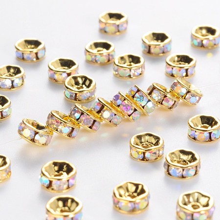 Brass Grade A Rhinestone Spacer Beads RSB034NF-02G-1