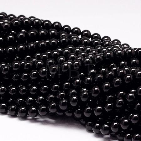 Natural Black Tourmaline Beads Strands G-P132-17-8mm-1