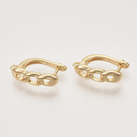 Brass Hoop Earring Findings with Latch Back Closure X-KK-T048-024G-NF-1