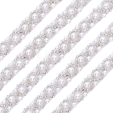 Grenadine & Plastic Pearl Ribbon OCOR-WH0105-170A-1