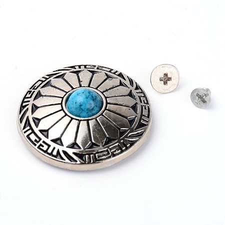 Alloy & Imitation Turquoise Craft Solid Screw Rivet PALLOY-WH0084-09B-1