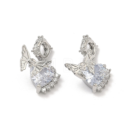 Brass Pave Clear Cubic Zirconia Pendants KK-D228-13P-1