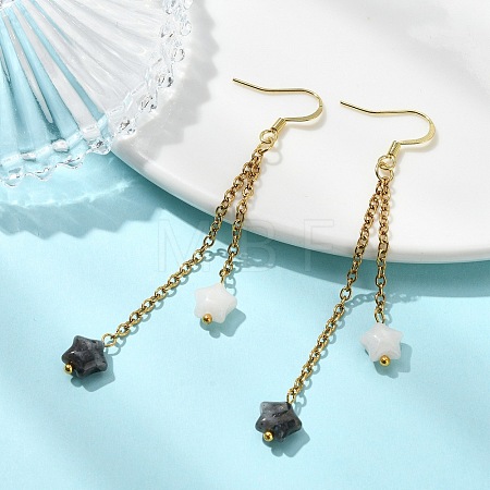 Star Natural Larvikite & White Jade Earrings for Women EJEW-JE07131-1