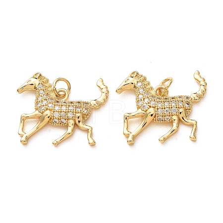 Brass Micro Pave Clear Cubic Zirconia Pendants CU-E003-18G-27-1