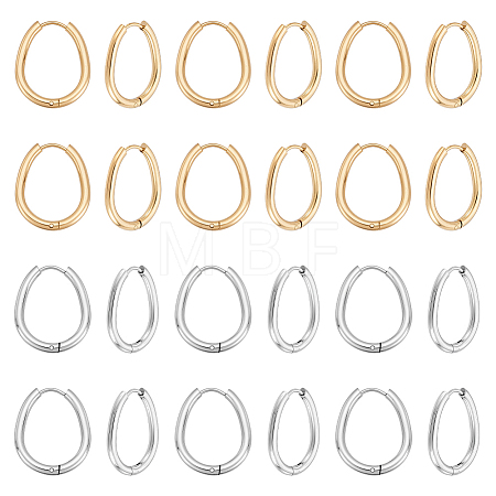24Pcs 2 Colors Stainless Steel Hoop Earrings EJEW-UN0003-16-1
