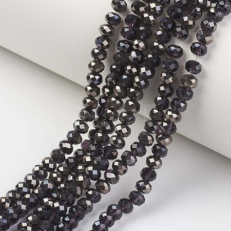 Electroplate Transparent Glass Beads Strands EGLA-A034-T4mm-P18-1