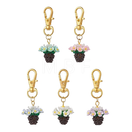 Glass Seed Beaded Pendant Decorations HJEW-MZ00401-1