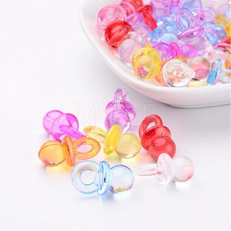 Mixed Color Transparent Acrylic Baby Pacifier Pendants X-TACR-R16-M-1