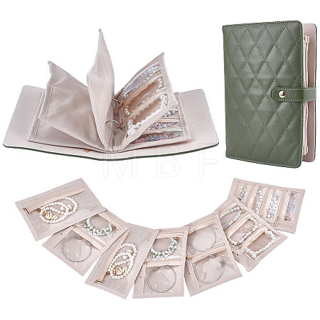 Portable Travel PU Leather & PVC Loose Leaf Binder Jewelry Books AJEW-WR0003-78B-1