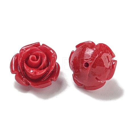 Synthetic Coral Dyed Carved Beads SHEL-I001-05D-11-1