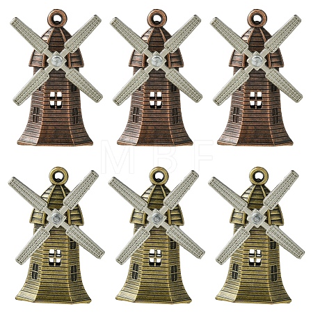 6Pcs 2 Colors Tibetan Style Alloy Pendants FIND-FS0002-56-1