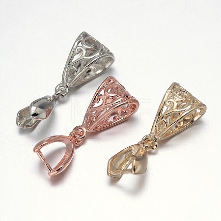 Filigree Rack Plating Brass Pendant Pinch Bails KK-E738-19-1