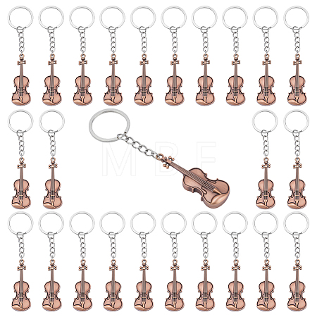 24Pcs Alloy Violin Keychains KEYC-GO00021-1