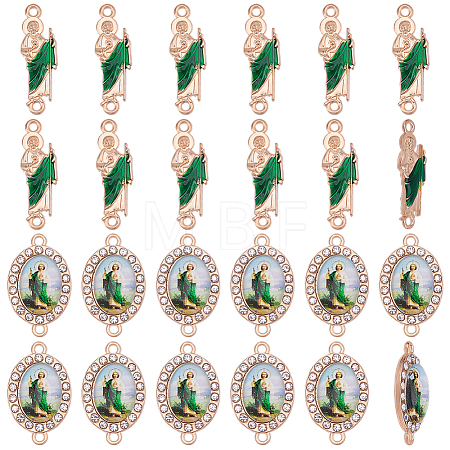 24Pcs 2 Styles Alloy Enamel with Crystal Rhinestone and Acrylic Connector Charms FIND-HY0005-34-1