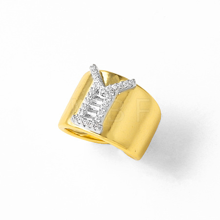 Brass Micro Pave Clear Cubic Zirconia Cuff Open Rings FS-WGA5D1D-25-1