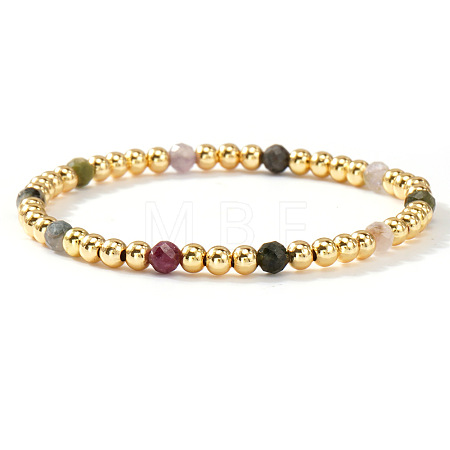 Natural Tourmaline Beaded Stretch Bracelets TU5709-10-1