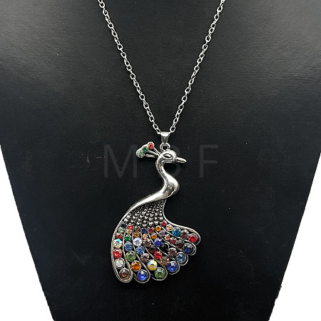 Alloy Rhinestone Pendant Necklaces QD9835-10-1