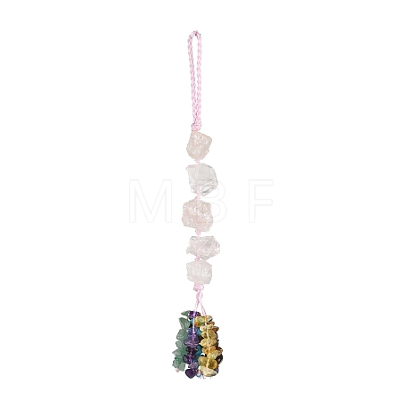 Nuggets Natural Rose Quartz Pendant Decorations HJEW-JM00992-05-1