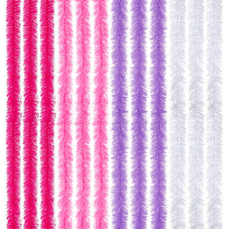 12Pcs 4 Colors Polyester Turkey Feather Strips DIY-MA0007-23-1