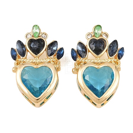 Brass with Glass Rhinestone Pendants KK-G552-05G-1