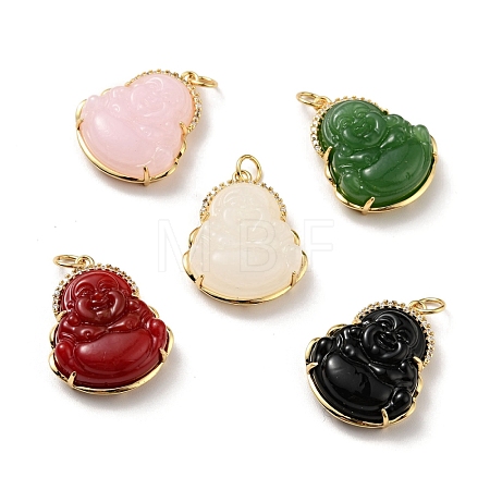 Natural Dyed Jade Pendants KK-C242-06G-1