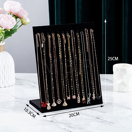 Velvet Necklace Organizer Display Stands for 12 Necklaces PW-WG61009-04-1