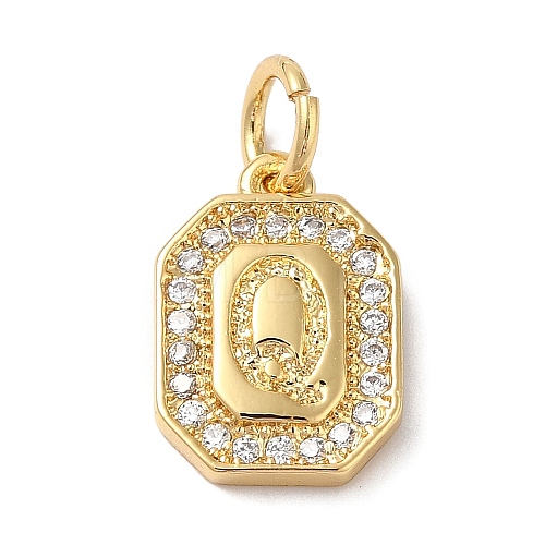 Real 18K Gold Plated Brass Micro Pave Clear Cubic Zirconia Pendants KK-L216-002G-Q-1