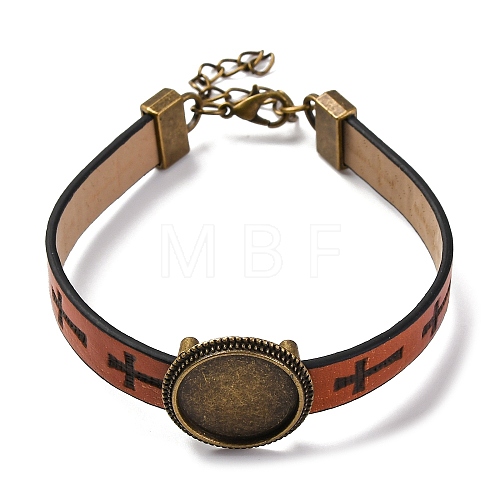 Hollow Cross PU Leather Bracelet Making MAK-I020-01E-1