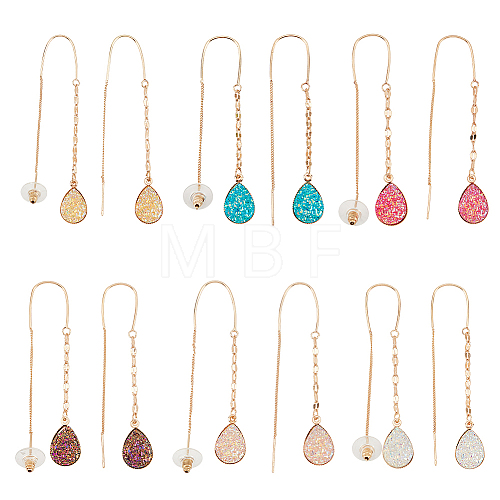 ANATTASOUL 6 Pairs 6 Colors Resin Teardrop Dangle Earrings EJEW-AN0001-21-1