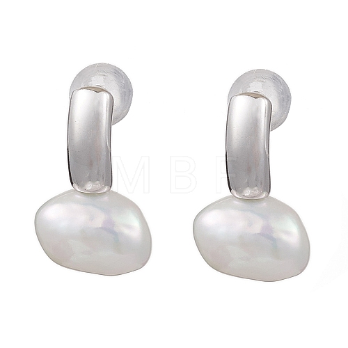 Natural Pearl Ear Studs EJEW-P286-08P-1