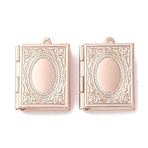 Rack Plating Brass Locket Pendants KK-F090-04RG-1