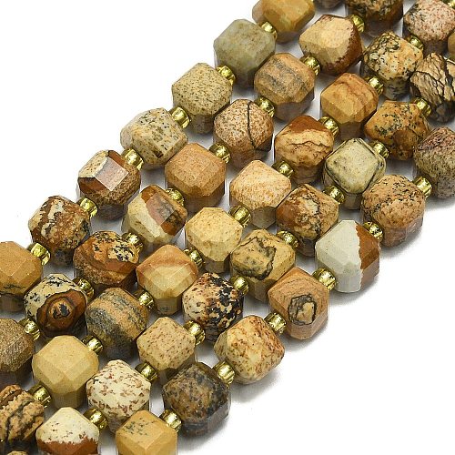 Natural Picture Jasper Beads Strand G-I376-D78-01-1