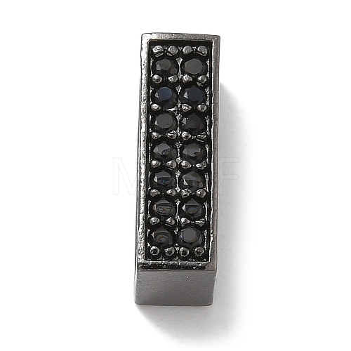 Rack Plating Rectangle Brass Micro Pave Cubic Zirconia Slide Charms KK-L224-037B-1