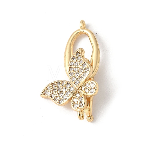 Brass Pave Clear Cubic Zirconia Fold Over Clasps KK-M320-09G-1