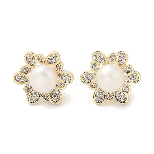 Natural Pearl Ear Studs EJEW-P285-03G-1