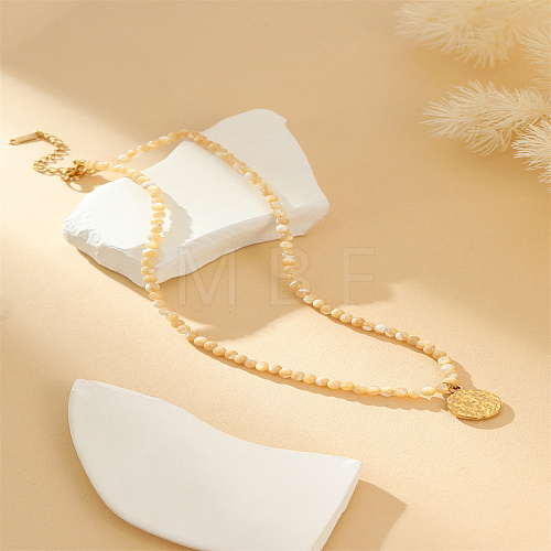 White and Yellow Bead Necklaces GP0175-1-1