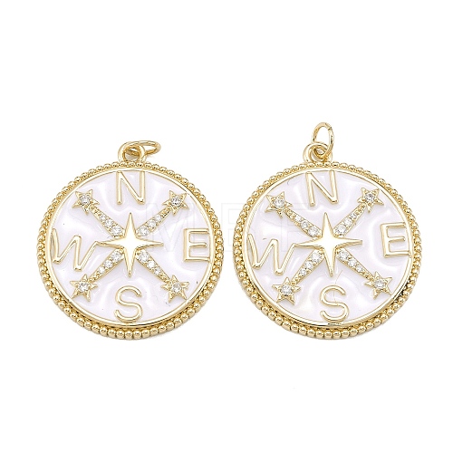 Eco-Friendly Brass Micro Pave Clear Cubic Zirconia Enamel Pendants ZIRC-C024-01G-02-1