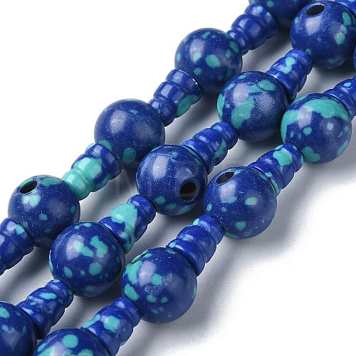 Synthetic Chrysocolla 3-Hole Guru Bead Strands G-K149-46-1