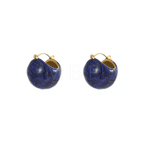 304 Stainless Steel Round Ball Hoop Earrings RG8509-1-1
