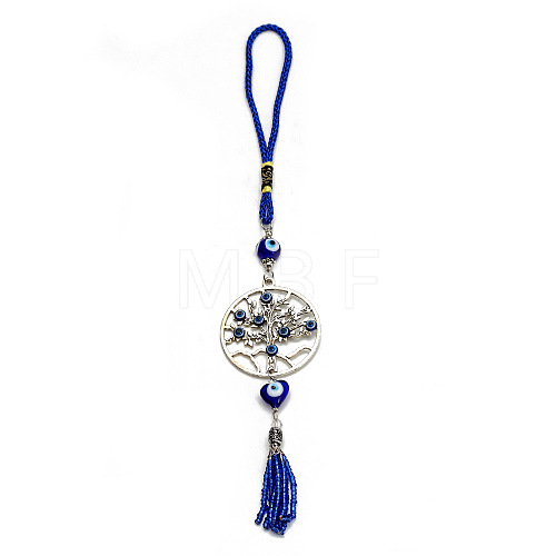 Alloy & Lampwork Tree of Life with Evil Eye Pendant Decoration PW23022396844-1