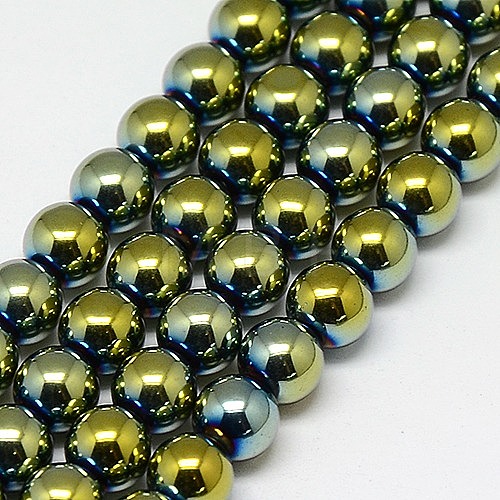 Electroplate Non-magnetic Synthetic Hematite Beads Strands G-J169A-6mm-06-1