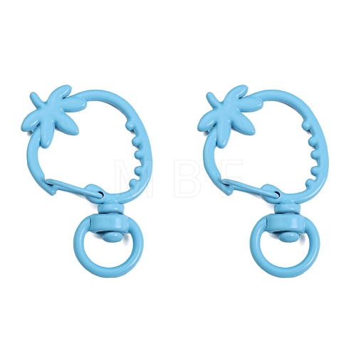 Spray Painted Strawberry Spring Ring Clasps PW-WGB8233-06-1