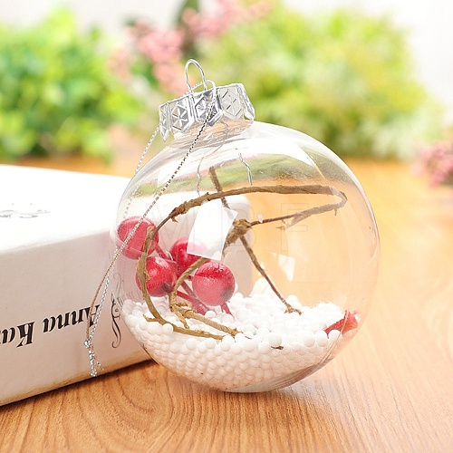 Transparent Plastic Fillable Ball Pendants Decorations XMAS-PW0002-02B-01-1