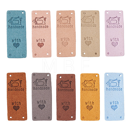 60Pcs 10 Colors Microfiber Leather Labels DIY-BY0001-14-1