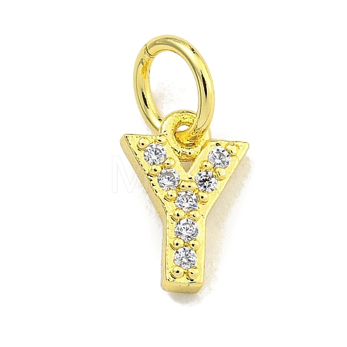 Letter Brass Micro Pave Clear Cubic Zirconia Pendants KK-K354-06G-Y-1