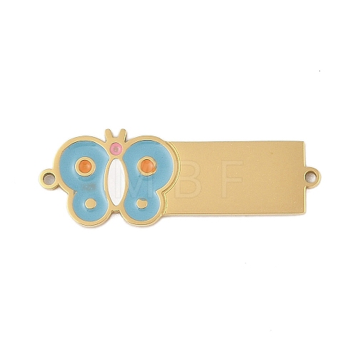 304 Stainless Steel Light Blue Enamel Insect Connector Charms STAS-P377-16G-C-1