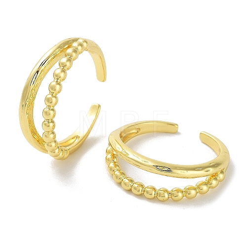 Brass Open Cuff Rings for Women RJEW-E292-23G-1