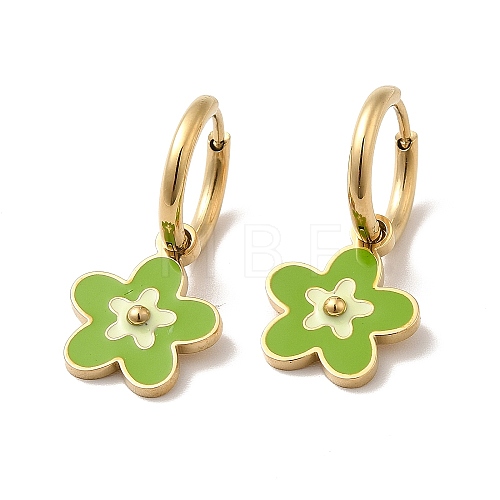 Enamel Sakura Flower Dangle Hoop Earrings STAS-H175-21G-B-1